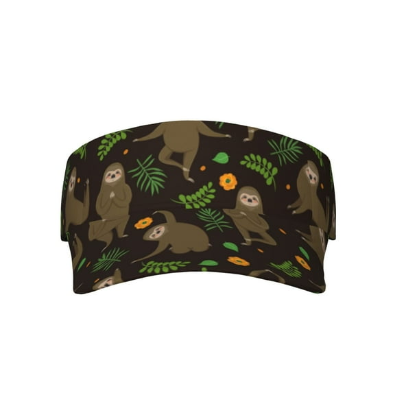Gaeub Sloth Doing Yoga Sun Visor Hats with Empty Top and Adjustable, UV Protection for Golf Tennis Cycling Running