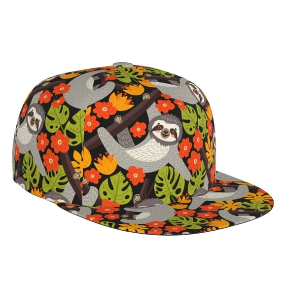 Gaeub Sloth on the Branch Flat Bill Snapback Hats Baseball Caps with Adjustable for Running Workouts and Outdoor Activities