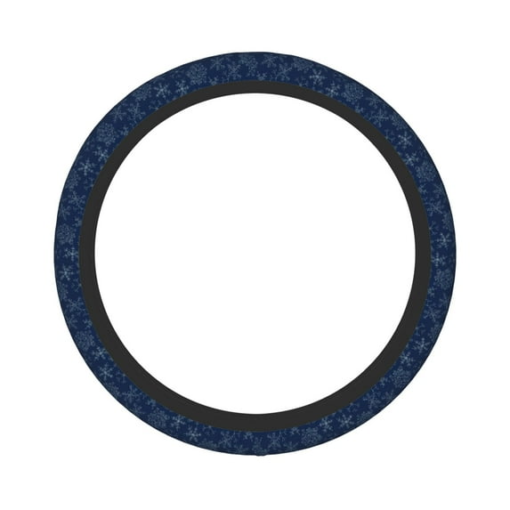 Gaeub Snowflake Dark Blue Breathable Stretch Elastic Steering Wheel Cover, Cool in Summer and Warm in Winter, Universal 15 inch