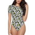 thumbnail image 1 of Gaeub Soccer And Football Women'S Short Sleeve One Piece Swimsuit Sexy High-Waisted Bodysuit For Swimming, Beach, Sports - Small, 1 of 9