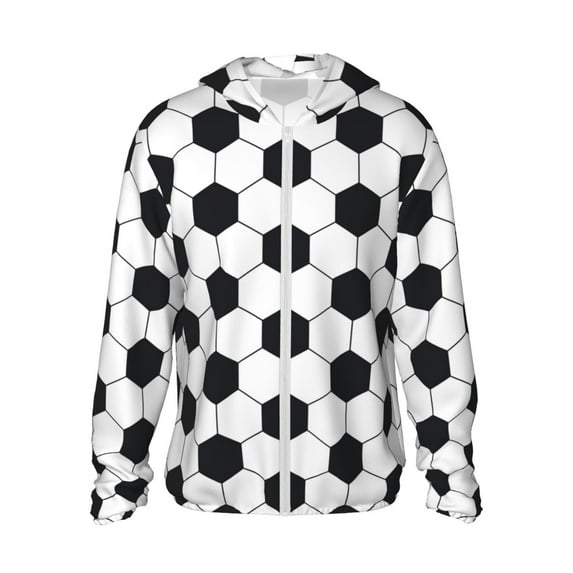 Gaeub Soccer Ball Men's and Women's UPF 50+ Long-Sleeved Sun Protection Clothing, Fishing Shirt Long Sleeve Zip - XX-Large