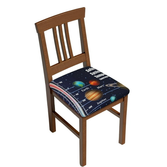 Gaeub Solar System Temperatures Diagram Square Chair Seat Covers, Stretch Fitted Printed Chair Seat Cushion Cover for Kitchen, Office - One Size