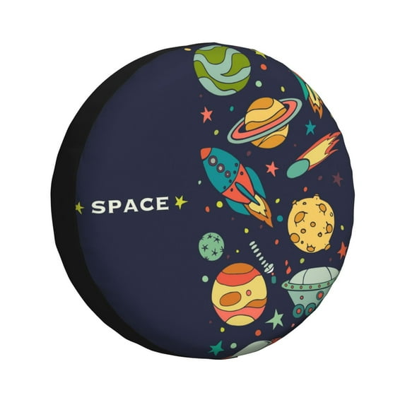 Gaeub Space 14-17in Tire Cover, Spare Tire Cover, for Camper Caravan, Trailer, Car, Truck, SUV, Jeep - 14 inch