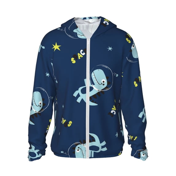 Gaeub Space Dinosaur Men's and Women's UPF 50+ Long-Sleeved Sun Protection Clothing, Fishing Shirt Long Sleeve Zip - Small