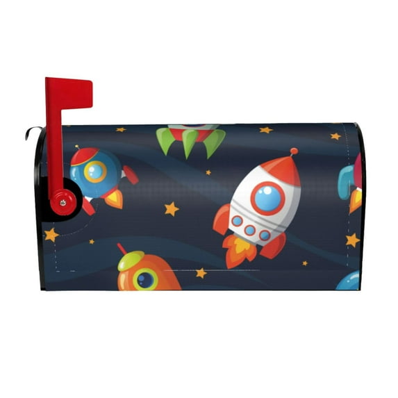 Gaeub Spaceships and Stars Waterproof and Sunproof Mailbox Protective Cover Magnetic Mailbox Protrective Cover for Outdoor Home Garden Decor - 25.5x21 in