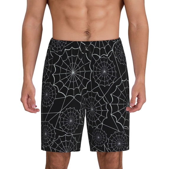 Gaeub Spider Web Black Printed Men's Short Pajama Pants, Lightweight Lounge & Sleep Bottoms Keep You Cool - XX-Large