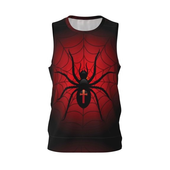 Gaeub Spider on the Web Men's Mesh Basketball Jersey, Quick-Drying Sleeveless Top S-4XL, Loose Muscle Tank Top -4X-Large