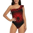 thumbnail image 1 of Gaeub Spider on the Web Women's One Shoulder Ruffle Tummy Control Swimwear for Swimming Surfing Beach Party - XX-Large, 1 of 8