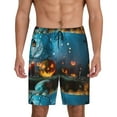 thumbnail image 1 of Gaeub Spooky Halloween Printed Men's Short Pajama Pants, Lightweight Lounge & Sleep Bottoms Keep You Cool - Large, 1 of 9