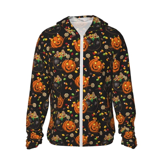 Gaeub Spooky Sweets Men's and Women's UPF 50+ Long-Sleeved Sun Protection Clothing, Fishing Shirt Long Sleeve Zip-X-Large