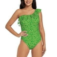 thumbnail image 1 of Gaeub St Patrick's Day Women's One Shoulder Ruffle Tummy Control Swimwear for Swimming Surfing Beach Party - Medium, 1 of 8