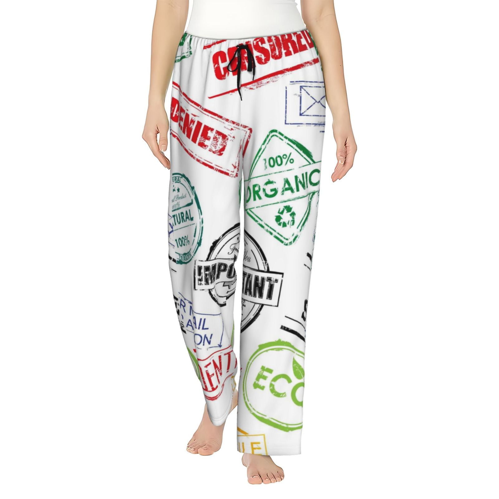 Gaeub Stamp Set Collection Soft Pajama Pants for Women, Wide Leg Comfy ...