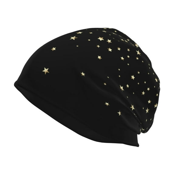 Gaeub Star Silver Glitter Knit Cuffed Beanie Top Level Beanie Men Women Winter Knit Caps Soft Ski Hat