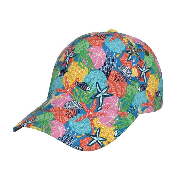 Gaeub Starfish And Algae Print Baseball Caps,Adjustable Hat, One Size,Fashion Adjustable Dad Hats for Men/Women