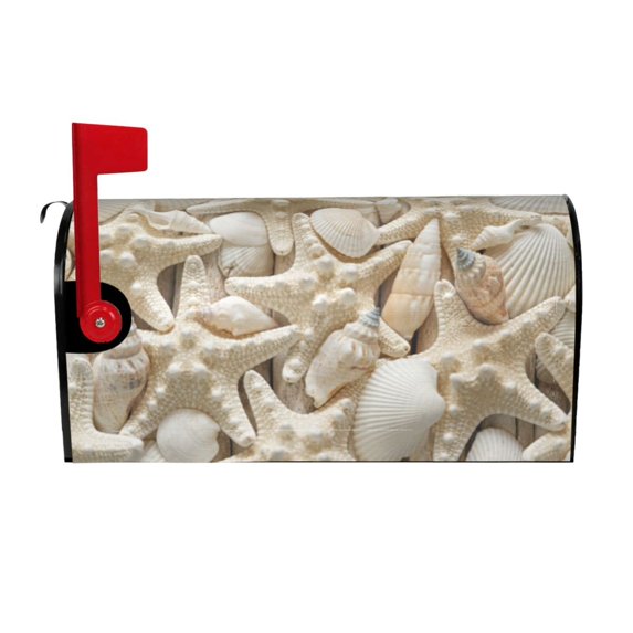 Gaeub Starfish and Sea Shells Waterproof and Sunproof Mailbox Protective Cover Magnetic Mailbox Protrective Cover for Outdoor Home Garden Decor - 25.5x21 in