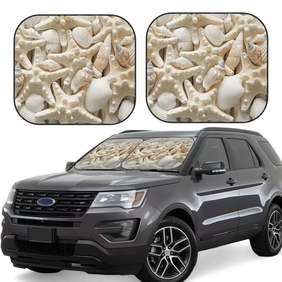 Gaeub Starfish and Sea Shells Foldable Auto Sun Blocker Visor, Sunshade for Car Front Window, Keeps Your Vehicle Cool - Large