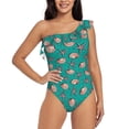 thumbnail image 1 of Gaeub Starfish and Shell Women's One Shoulder Ruffle Tummy Control Swimwear for Swimming Surfing Beach Party - Medium, 1 of 8