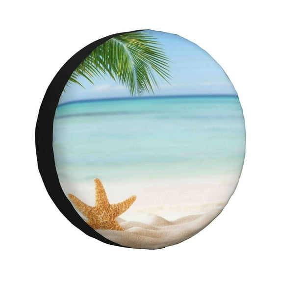 Gaeub Starfish in Beach 14-17in Tire Cover, Spare Tire Cover, for Camper Caravan, Trailer, Car, Truck, SUV, Jeep - 14 inch