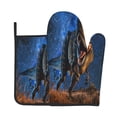 thumbnail image 1 of Gaeub Starry Night Charging Dinosaur Print Oven Mitts and Pot Holders Sets of 2,Heat Resistant Pad,Cooking Gloves, for Baking BBQ Home Decor, 1 of 7