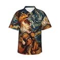thumbnail image 1 of Gaeub Starry Night Guitar Dog Print Men's Hawaiian Shirt,Button Down Short Sleeves Shirts,Tropical Beach Casual Button Down Shirts,Medium, 1 of 7