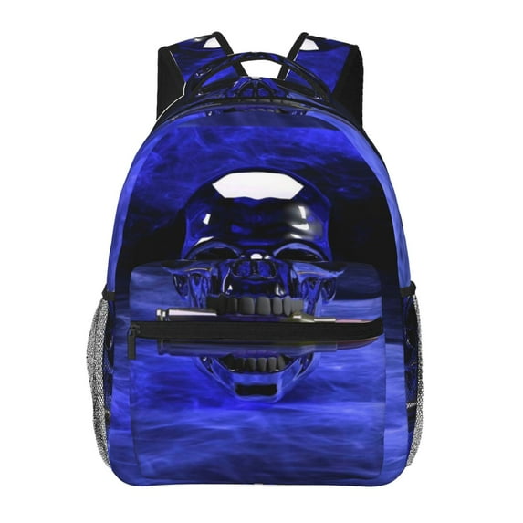 Gaeub Steel Skull Ergonomic Lightweight Laptop Backpack - Multiple Pockets for School, Work, Travel, Outdoor Activities -One Size