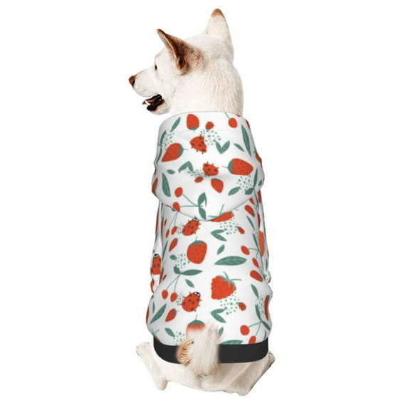Gaeub Strawberries Dog Hoodie Sweatshirts Warm Dog Clothes for Small Dogs,Puppy and Cat Costume-Large