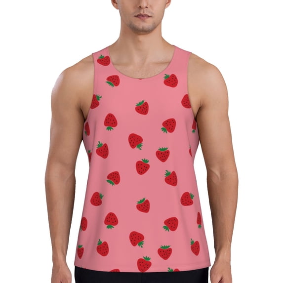 Gaeub Strawberries Men's Athletic Tank Top, Workout Sleeveless Shirts, Running Tank Tops for Gym, Running, Training - 4X-Large