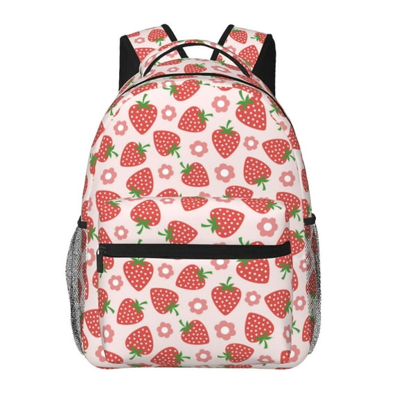 Gaeub Strawberry Flower Ergonomic Lightweight Laptop Backpack - Multiple Pockets for School, Work, Travel, Outdoor Activities -One Size
