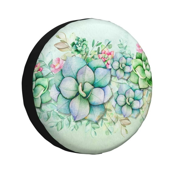 Gaeub Succulent 14-17in Tire Cover, Spare Tire Cover, for Camper Caravan, Trailer, Car, Truck, SUV, Jeep - 15 inch