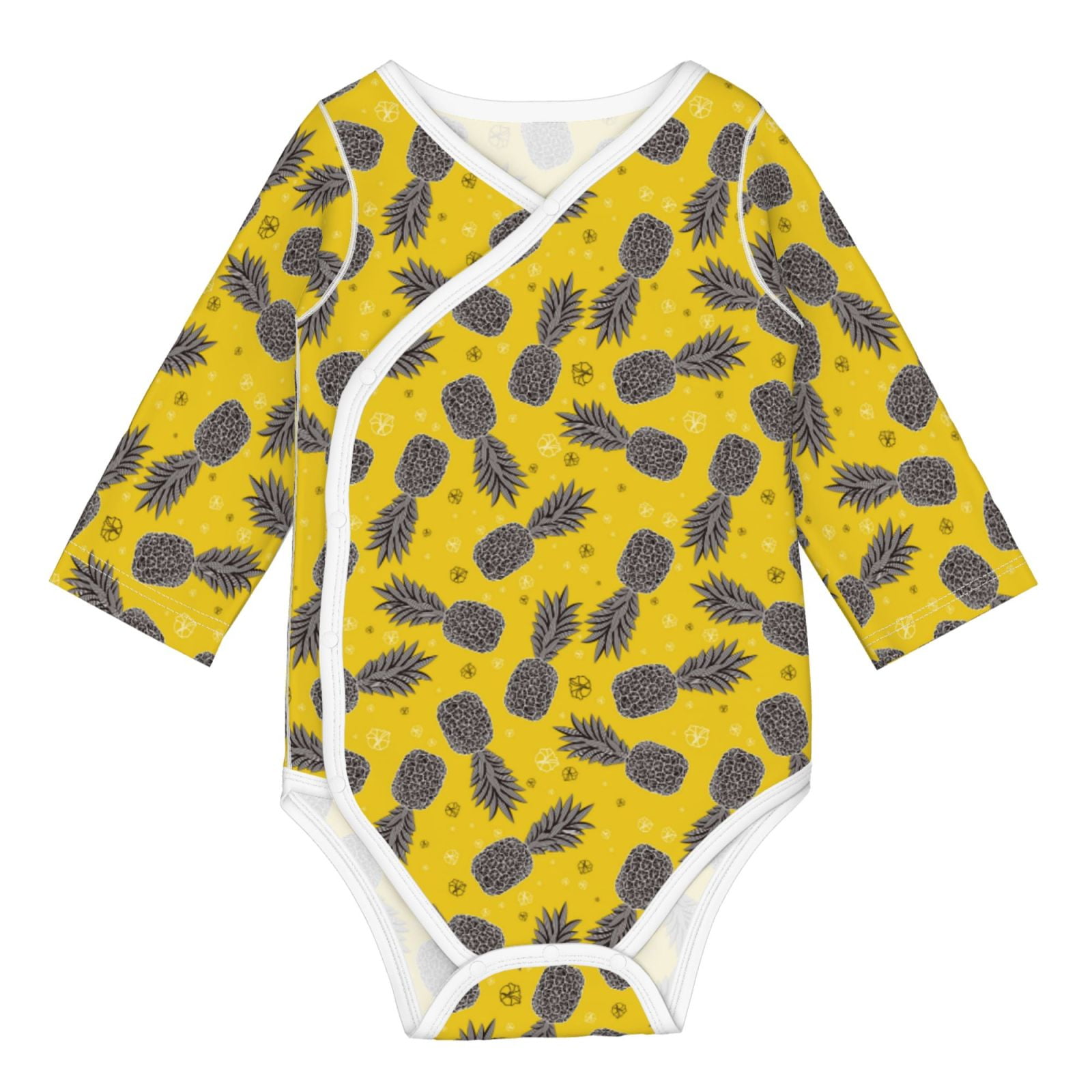 Gaeub Summer Pineapple Unisex Babies' LongSleeve Bodysuit 100 Organic Cotton6 Months