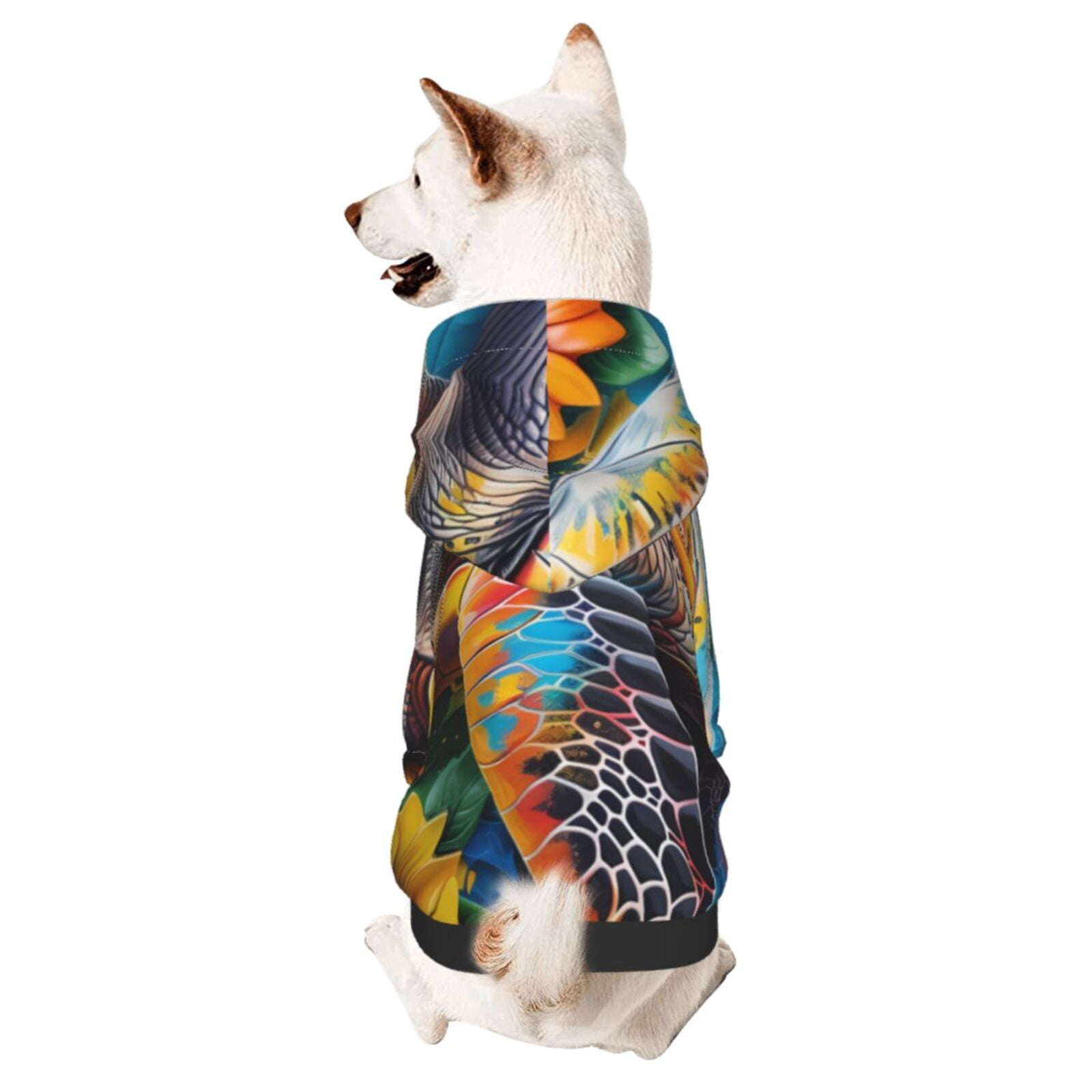 Neon Floral Turtle Pet Dog Hoodie