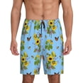 thumbnail image 1 of Gaeub Sunflowers And Bees Print Men's Short Pajama Pants, Sleep Shorts, Household Pants, Casual Pants with Pockets-Medium, 1 of 6