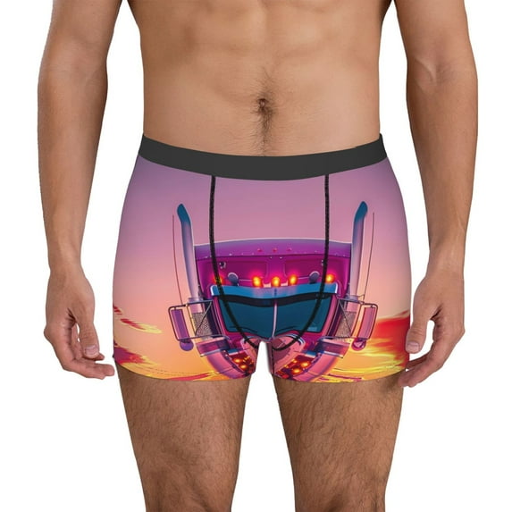 Gaeub Sunset Truck Highway Print Men's Boxer Briefs,Super Fit Boxer Briefs for Men,Quick-Dry Underwear with 4-Way Stretch-XX-Large