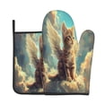 thumbnail image 1 of Gaeub Sunshine Cloud Cute Cat Print Oven Mitts and Pot Holders Sets of 2,Heat Resistant Pad,Cooking Gloves, for Baking BBQ Home Decor, 1 of 7