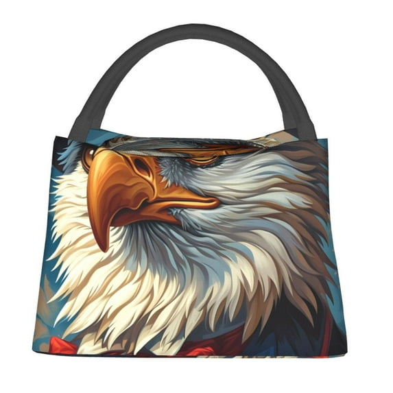 Gaeub Surreal Bald Eagle Gentleman Collapsible Cooler Bag Insulated,Leakproof Food Bag for Hot or Cold Food Delivery,Travel Insulated Bag, or Beach Cooler Bags