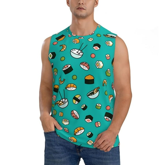 Gaeub Sushi Men's Sleeveless Muscle Shirts Workout Tank Tops, Odor Protection and Comfortable - X-Large