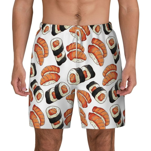 Gaeub Sushi Roll Mens Swim Trunks Stretch Beach Shorts Quick Dry for Men Swim Shorts Swimwear with Pockets- Medium