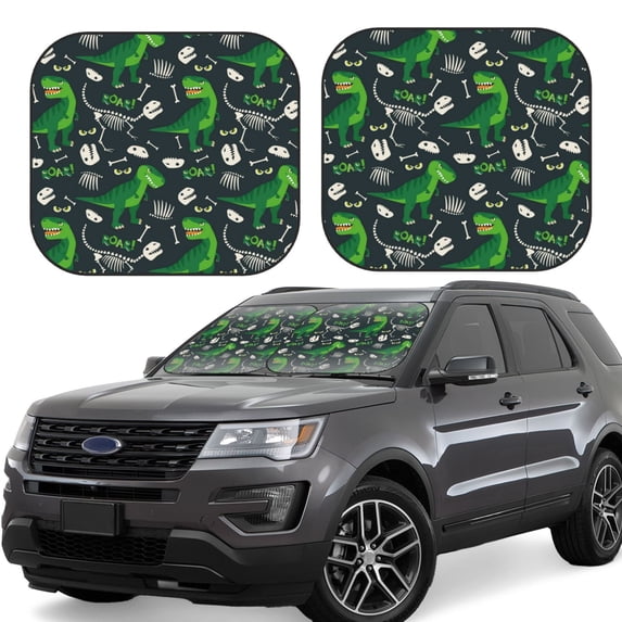 Gaeub T rex and Dinosaur Bone Foldable Auto Sun Blocker Visor, Sunshade for Car Front Window, Keeps Your Vehicle Cool - Large
