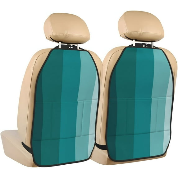 Gaeub Teal Color Print Anti-Kick Storage Mat for Car Seats 2 Pcs, Car Kick Mats with 3 Pocket Protector, Essential Car Seat Protector for Child Car Seat,Car Seat Protector