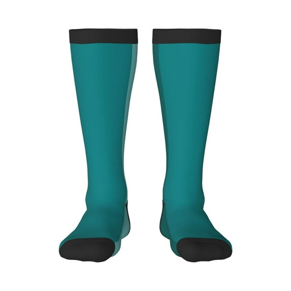 Gaeub Teal Color Printed Design Socks Stretchy High Tube Socks for Men Women Teens , Softball Soccer Socks for Hiking, Sport