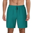 thumbnail image 1 of Gaeub Teal Mens Swim Trunks Stretch Beach Shorts Quick Dry for Men Swim Shorts Swimwear with Pockets- X-Large, 1 of 9