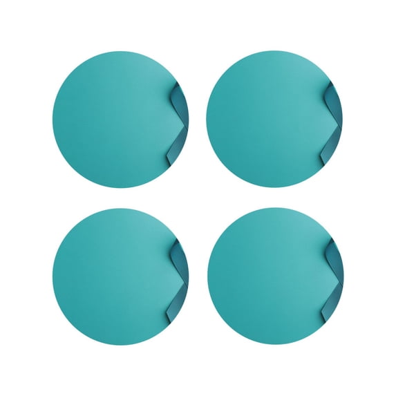 Gaeub a Teal Ribbonin Print 4 Pcs Leather Coasters for Drinks ,Drink Coasters Sets,Drink Table Cup Coasters for Living Room Kitchen Coffee Decor-Round Shape