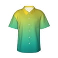 thumbnail image 1 of Gaeub Teal To Yellow Gradient Print Men's Hawaiian Shirt,Button Down Short Sleeves Shirts,Tropical Beach Casual Button Down Shirts,Large, 1 of 7