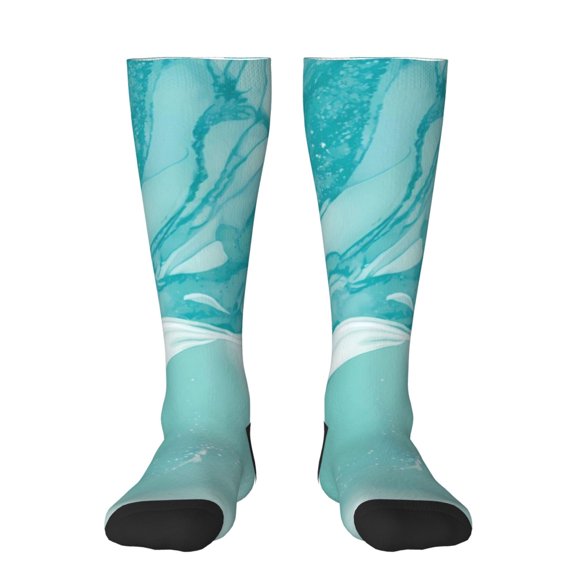 Gaeub Teal Turquoise 1 Printed Design Socks Stretchy High Tube Socks for Men Women Teens , Softball Soccer Socks for Hiking, Sport