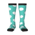 thumbnail image 1 of Gaeub Teal Turquoise And White Polka Dot Printed Design Socks Stretchy High Tube Socks for Men Women Teens , Softball Soccer Socks for Hiking, Sport, 1 of 6