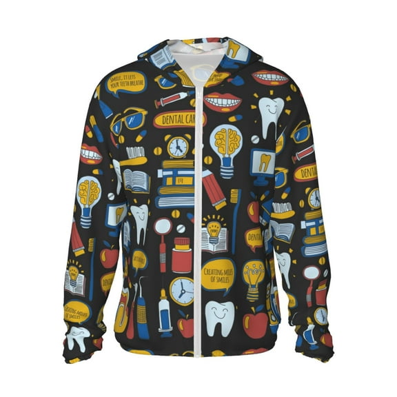 Gaeub Teeth Men's and Women's UPF 50+ Long-Sleeved Sun Protection Clothing, Fishing Shirt Long Sleeve Zip - Large