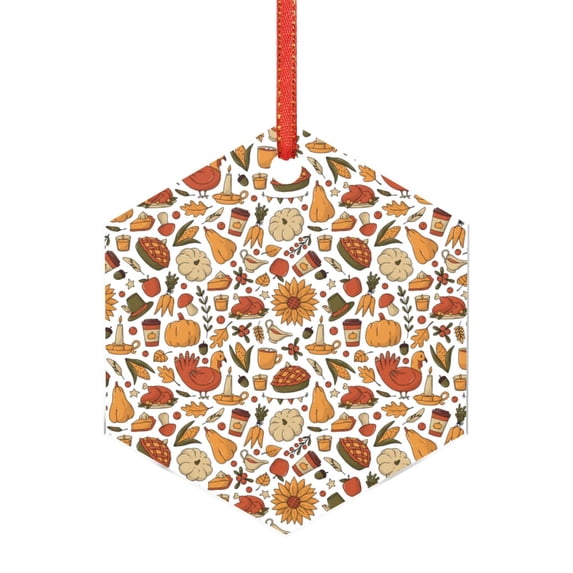 Gaeub Thanksgiving Food Print Christmas Ornaments for Christmas Tree,Christmas Decor,Christmas Decorative Hanging Pendants,Acrylic Christmas Decorations -Hexagon