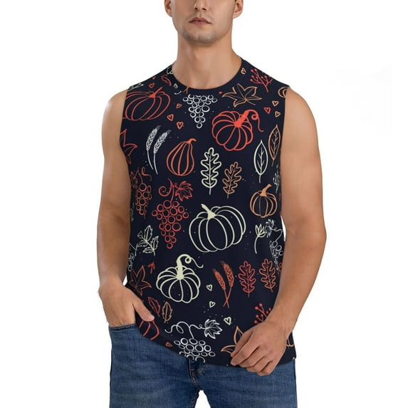 Gaeub Thanksgiving Men's Sleeveless Muscle Shirts Workout Tank Tops, Odor Protection and Comfortable - 3X-Large