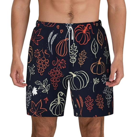Gaeub Thanksgiving Mens Swim Trunks Stretch Beach Shorts Quick Dry for Men Swim Shorts Swimwear with Pockets- Medium