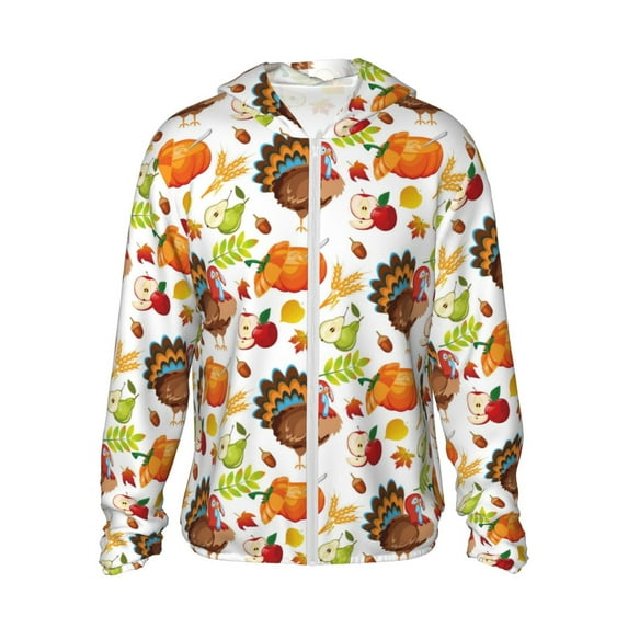 Gaeub Thanksgiving Turkey Men's and Women's UPF 50+ Long-Sleeved Sun Protection Clothing, Fishing Shirt Long Sleeve Zip - X-Large